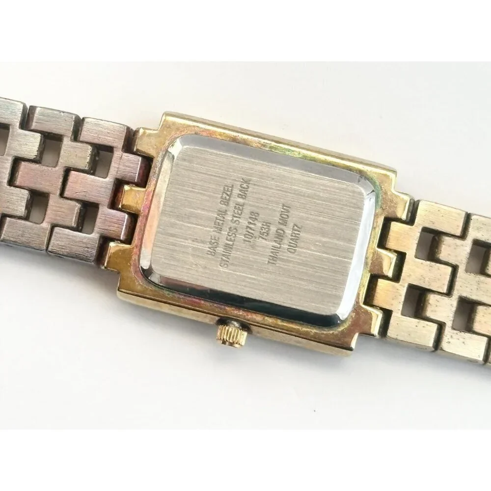 Anne Klein Gold T 735H Rhinestone Mother of Pearl Vintage Wristwatch - 20mm